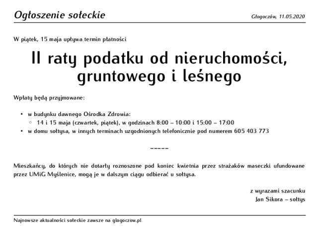 II Rata podatków