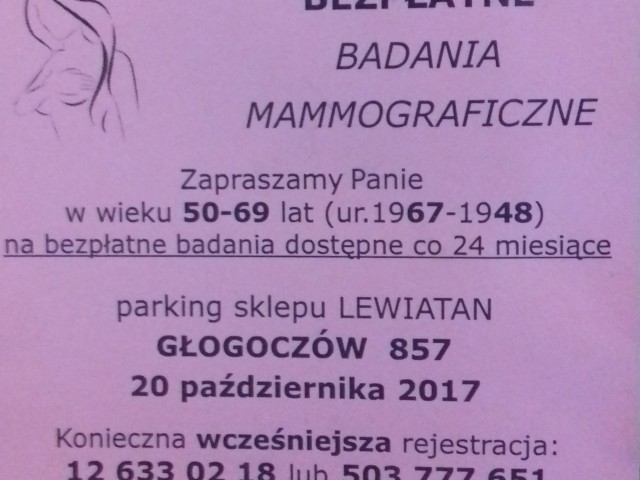 Bezpłatne badania mammograficzne