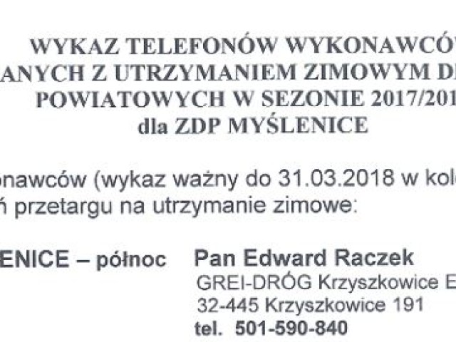 Akcja Zima 2017/2018 - Aktualizacja