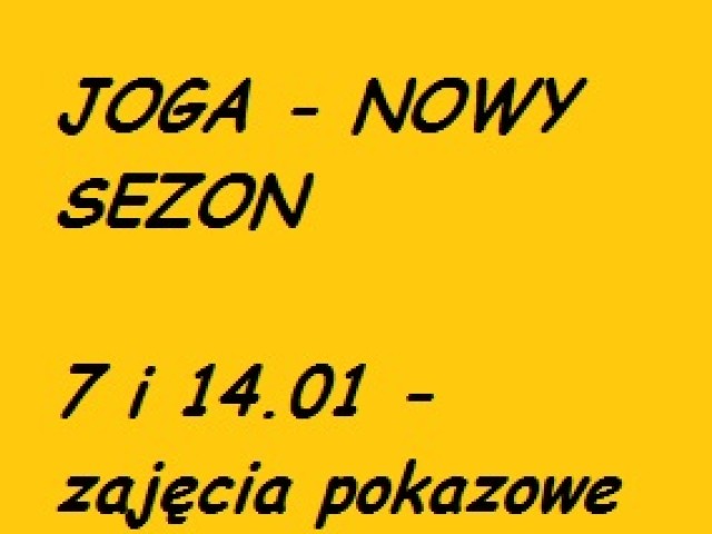 SPORT: JOGA - NOWY SEZON (zajęcia bezpłatne)