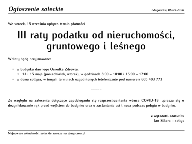 III rata podatku