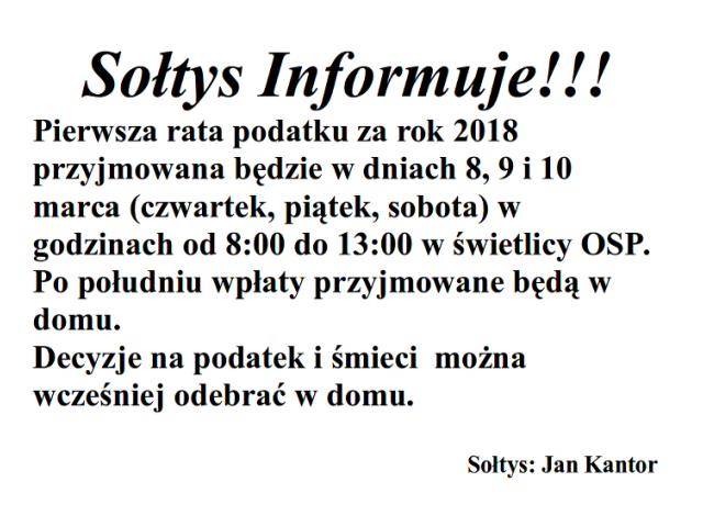 Podatki gminne za 2018