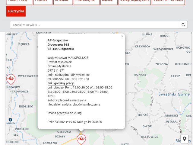 Agencja Pocztowa w Głogoczowie