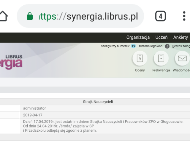 KONIEC STRAJKU W SZKOLE W GŁOGOCZOWIE