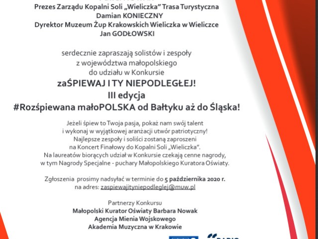 zaŚPIEWAJ I TY NIEPODLEGŁEJ!