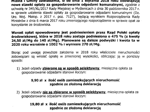 Nowe stawki za gospodarowanie odpadami