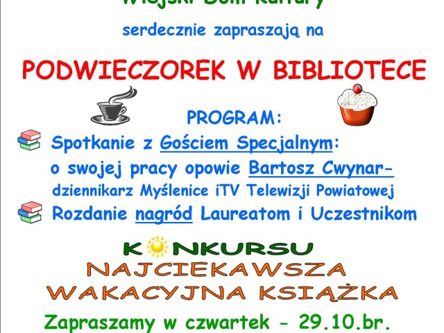PODWIECZOREK W BIBLIOTECE - AKTUALIZACJA