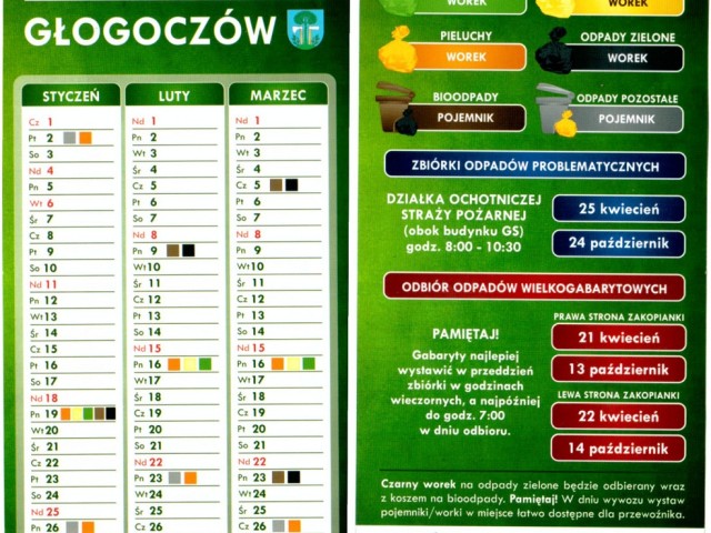 Harmonogram odbioru śmieci 2015r.